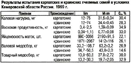 испытания карпатских и краинских пчелиных семей