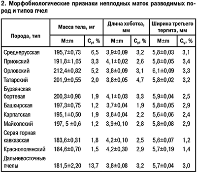 Морфобиологические признаки неплодных маток