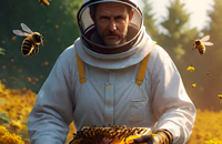 пчеловод на пасеке